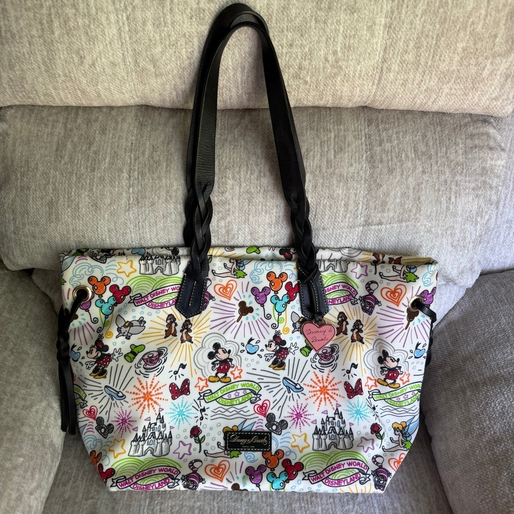 Dooney & Bourke Disney Parks Sketch Tote Bag White Multi Mickey Minnie Mouse